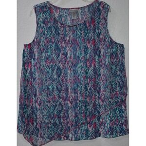 Catherines 0X 14/16W Top Shirt Split VNeck Sleeveless Asymetrical Travel Stretch